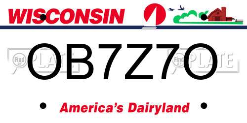 OB7Z7O Wisconsin License Plate