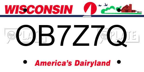 OB7Z7Q Wisconsin License Plate
