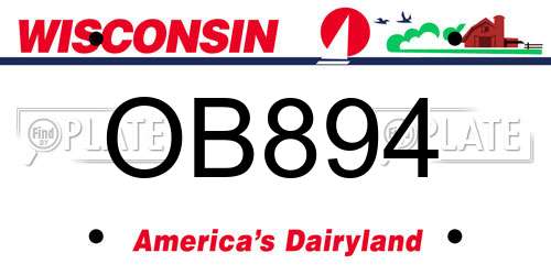 OB894 Wisconsin License Plate