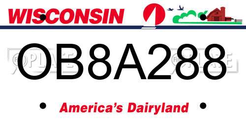 OB8A288 Wisconsin License Plate