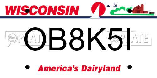 OB8K5I Wisconsin License Plate