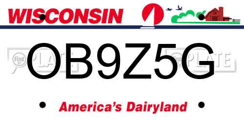 OB9Z5G Wisconsin License Plate