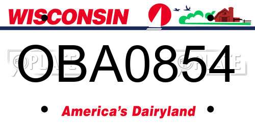 OBA0854 Wisconsin License Plate