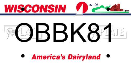 OBBK81 Wisconsin License Plate