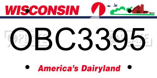 OBC3395 Wisconsin License Plate