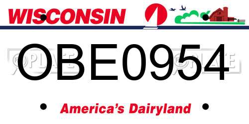 OBE0954 Wisconsin License Plate