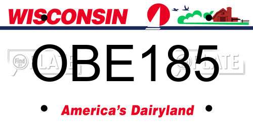 OBE185 Wisconsin License Plate