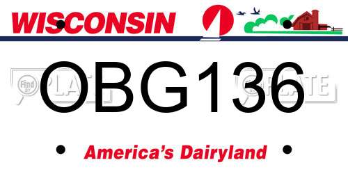 OBG136 Wisconsin License Plate