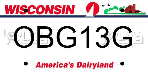 OBG13G Wisconsin License Plate
