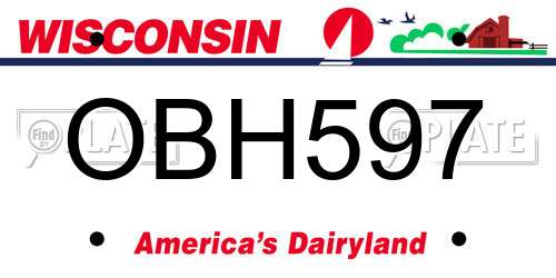 OBH597 Wisconsin License Plate