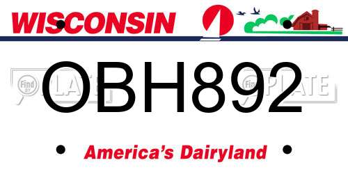 OBH892 Wisconsin License Plate