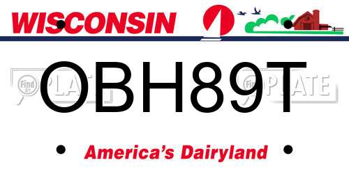OBH89T Wisconsin License Plate