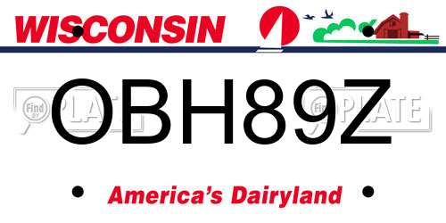 OBH89Z Wisconsin License Plate