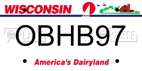 OBHB97 Wisconsin License Plate