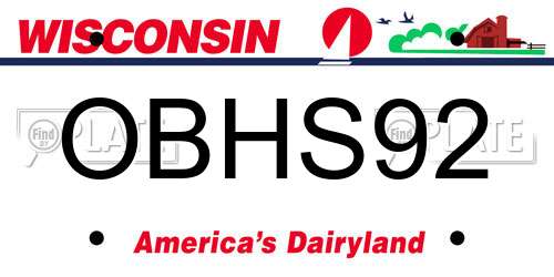 OBHS92 Wisconsin License Plate