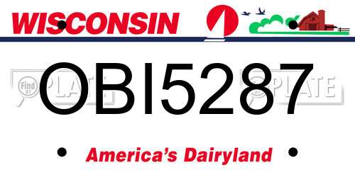 OBI5287 Wisconsin License Plate