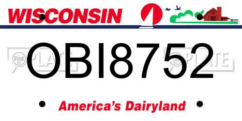 OBI8752 Wisconsin License Plate