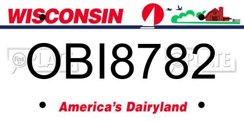 OBI8782 Wisconsin License Plate