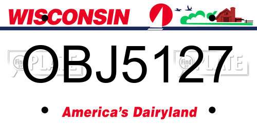 OBJ5127 Wisconsin License Plate