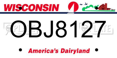 OBJ8127 Wisconsin License Plate