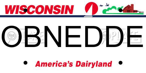 OBNEDDE Wisconsin License Plate