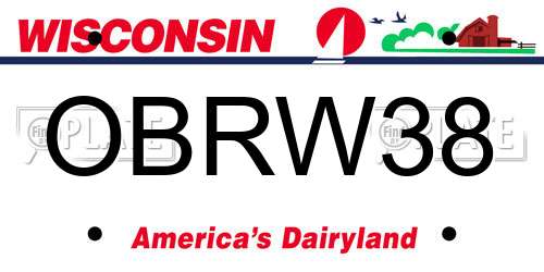 OBRW38 Wisconsin License Plate