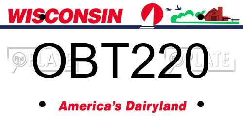 OBT220 Wisconsin License Plate