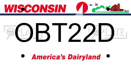 OBT22D Wisconsin License Plate