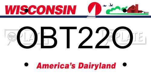 OBT22O Wisconsin License Plate