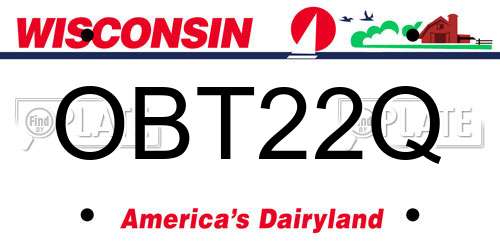OBT22Q Wisconsin License Plate
