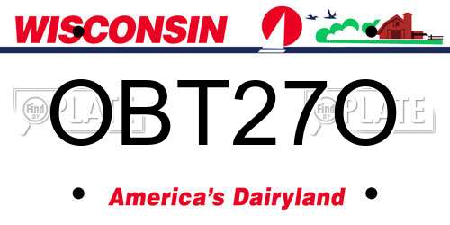 OBT27O Wisconsin License Plate