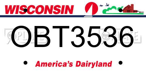 OBT3536 Wisconsin License Plate