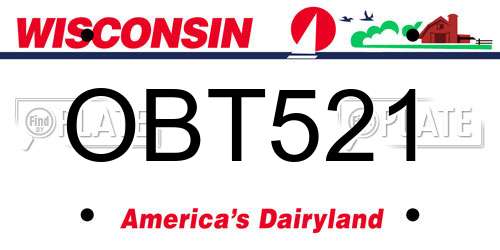 OBT521 Wisconsin License Plate