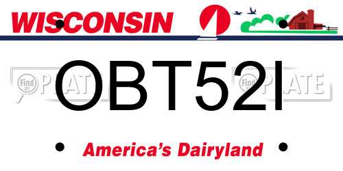OBT52I Wisconsin License Plate