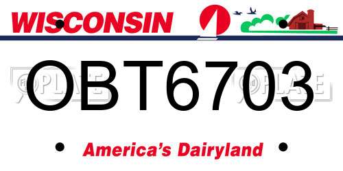 OBT6703 Wisconsin License Plate