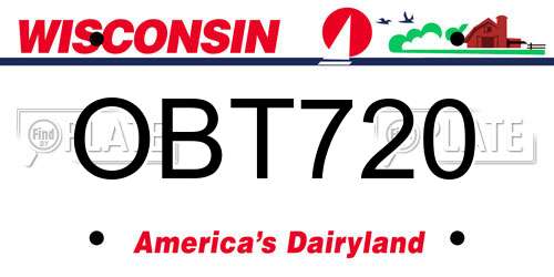 OBT720 Wisconsin License Plate