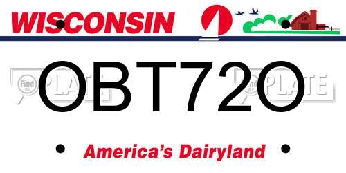 OBT72O Wisconsin License Plate