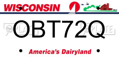 OBT72Q Wisconsin License Plate