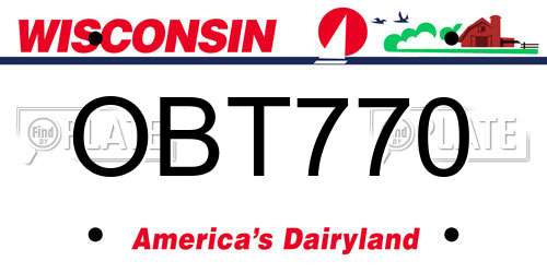 OBT770 Wisconsin License Plate