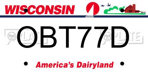 OBT77D Wisconsin License Plate