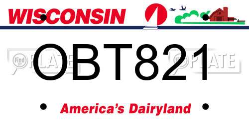 OBT821 Wisconsin License Plate