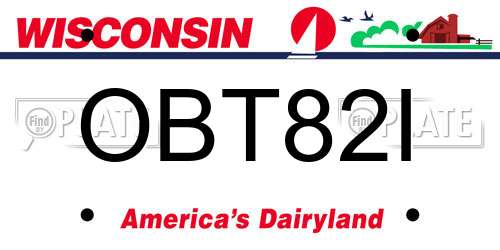 OBT82I Wisconsin License Plate