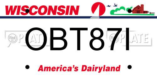 OBT87I Wisconsin License Plate