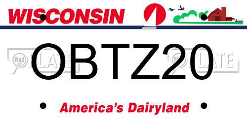 OBTZ20 Wisconsin License Plate