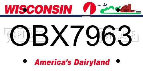 OBX7963 Wisconsin License Plate