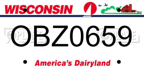 OBZ0659 Wisconsin License Plate