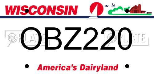 OBZ220 Wisconsin License Plate