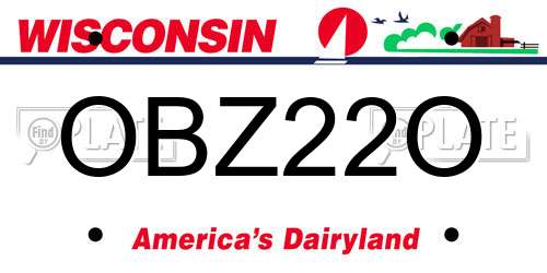 OBZ22O Wisconsin License Plate
