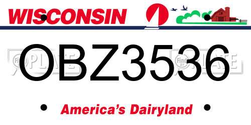 OBZ3536 Wisconsin License Plate