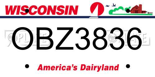 OBZ3836 Wisconsin License Plate
